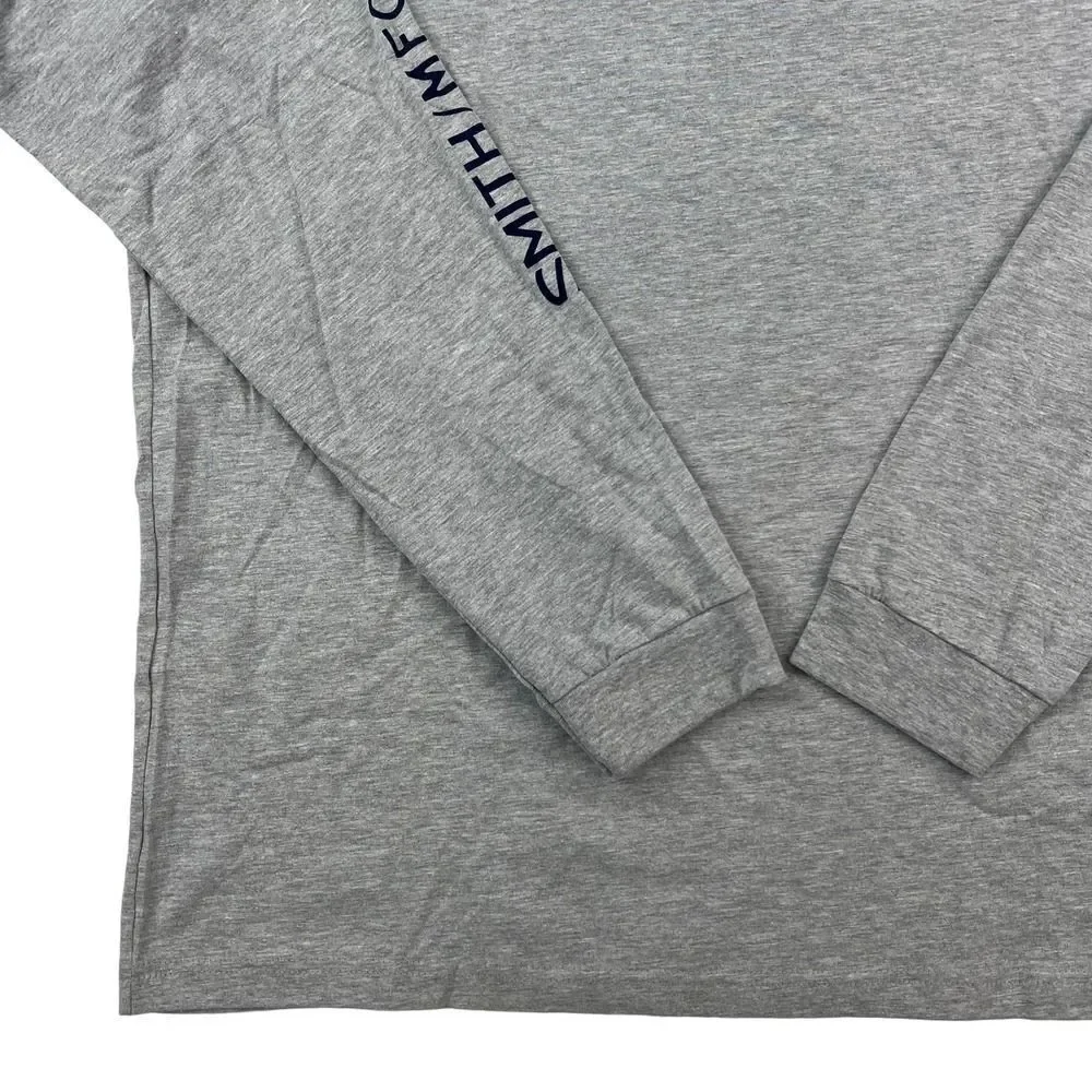 New Smith Men 100% Cotton Gray Long Sleeve T-Shirt Crew Neck Pullover US XXL - Picture 4 of 6